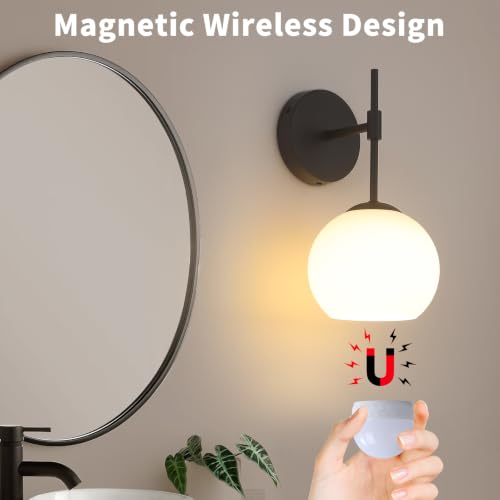 Battery Operated Wall Sconces Set of Two, Rechargeable, Black - color: Black