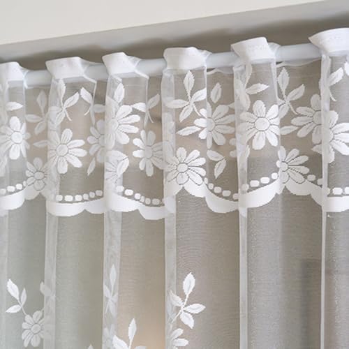 1pc White Lace Arched Swag Sheer Curtain for Doorway Kitchen - size: 63"W x 39"L (Pack of 1)