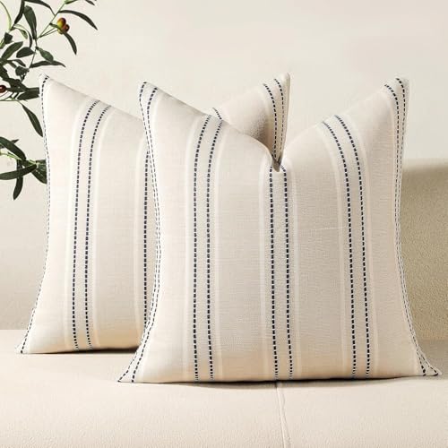 Hckot Stripe Throw Pillow Covers 26x26 Large Square Navy Blue Pillow Cover - color: Grey, size: 26" x 26" (Pack of 2)