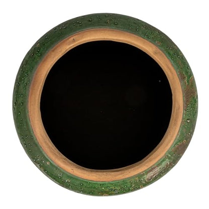 Creative Co-Op Round Terra-Cotta Hobnail Planter Vase with Heavily Distressed Finish, Green - color: Green, size: 7.25" diameter x 6.25" tall