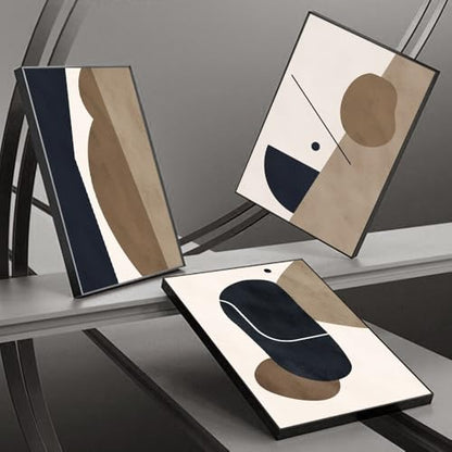 Large Black Framed Abstract Wall Art for Living Room, 3Piece 24x36 In - color: Black Brown