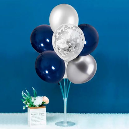 ZJDHPTY 4 Set Navy Blue Silver Balloon Stand Table Centerpieces Party Decor - color: Silver Navy Blue 4