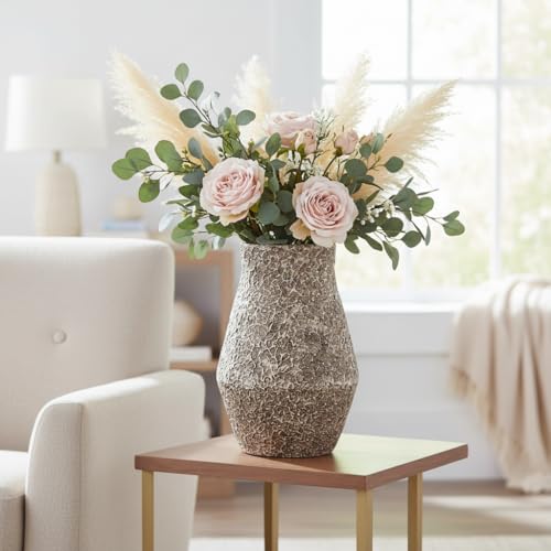 Brown Ceramic Vase, Terracotta Flower Vases, 11 Inch - color: Rustic Brown, size: 11 inch