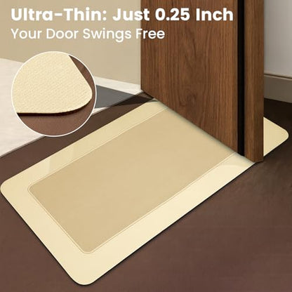ArtyCozy Super Absorbent Stain Resistant Soft Bath Mat, Khaki, 17'' × 35'' - color: Khaki, size: 17''×35''