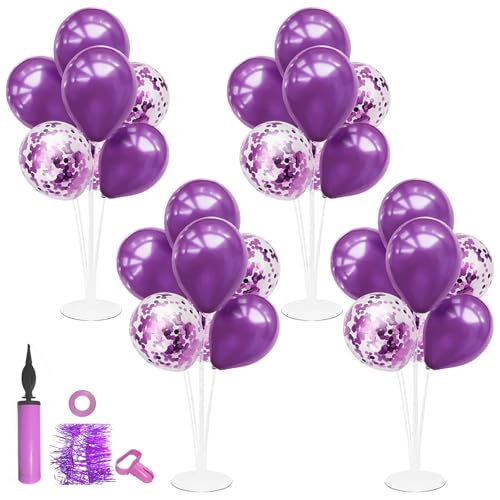 ZJDHPTY 4Set Purple Balloon Stand Table Centerpieces Party Decor - color: Purple 4