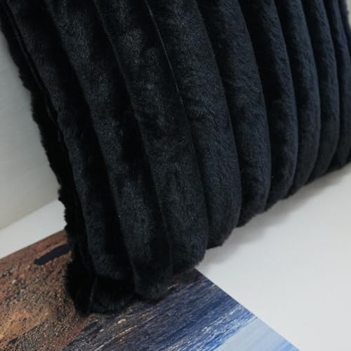 JOJUSIS Faux Fur Plush Throw Pillow Covers, Black, 22 x 22-Inch - color: Black, size: 22" x 22" (Pack of 2)