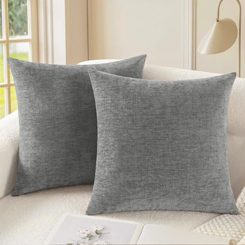 CaliTime Decorative Couch Throw Pillow Covers 16 X 16 Inches Medium Grey - color: Medium Grey, size: 16" x 16" (Pack of 2)