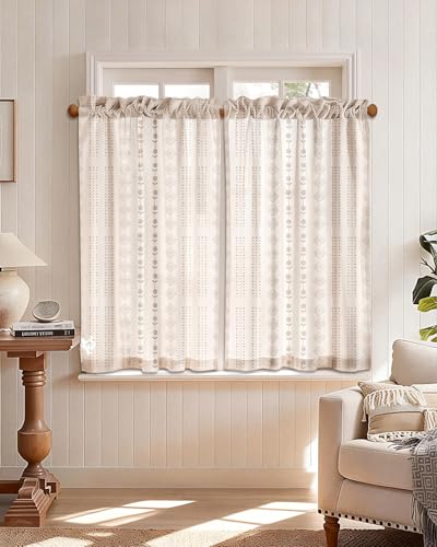 Miss Adola 45 Inch Length Kitchen Tier Curtains, Striped Farmhouse - color: Striped Farmhouse, size: 28"W x 45"L (Pack of 2)