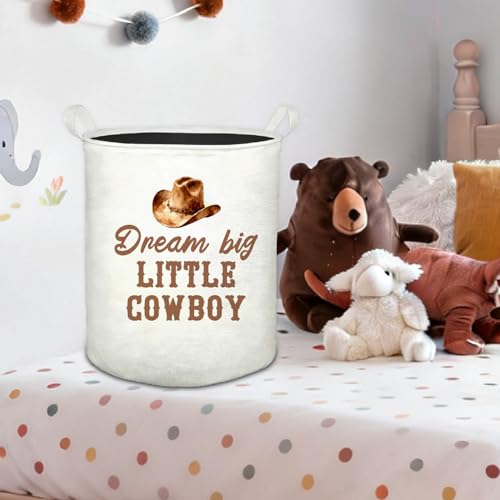 Cowboy Nursery Laundry Basket, Western Dream Big Little Cowboy Foldable Laundry Hamper With Handles Clothes Toys Storage Basket for Boys Kids Room Nursery Playroom Bathroom - color: Western Nursery - Basket
