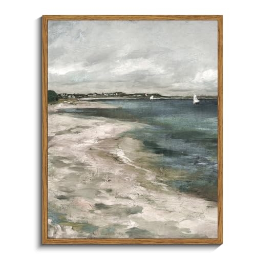 InSimSea Framed Canvas Prints Art Vintage Decor, Coastal Wall Art Living Room, Storm Clouds Vintage Coastal Wall Bathroom Pictures, Traditional Scenic Pictures for Bedroom Office Decor, 11"x14" - color: Storm Clouds, size: 14"L x 11"W