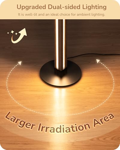 EDISHINE Wooden LED Floor Lamp with Remote, Dual Lighting, 7CCT & Dimmable - color: Natural