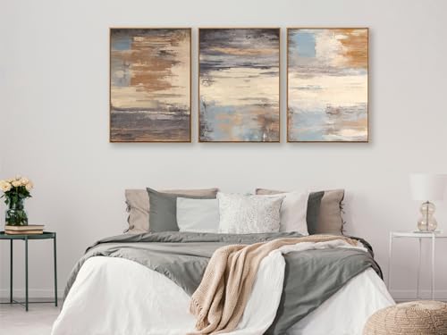 Large Framed Canvas Wall Art, Abstract Colorful Painting Picture, 20"X28"X3 - color: Sepia, size: 20" X 28" X 3pieces Framed