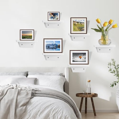 Small Wall Shelves,Speaker Shelf,Floating Shelf Trapezoid for Wifi Router - color: White, size: Set of 4