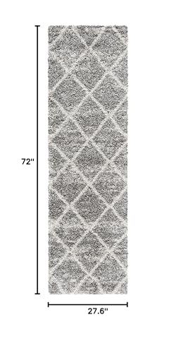 SAFAVIEH Hudson Shag Runner Rug 2'3"x6', Distressed Grey & Ivory SGH281K - color: Distressed Grey/Ivory, size: 2'3" x 6' (Runner)