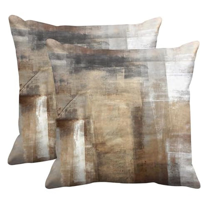 Britimes Throw Pillow Covers Set of 2, 16 x 16 Inch, Grey Brown Beige - color: Brown Beige, size: 16" x 16" (Pack of 2)