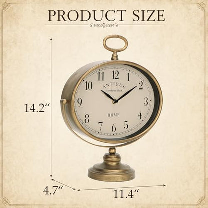 NIKKY HOME Mantel Clock, Gold Vintage Table Clock Silent-Non-Ticking