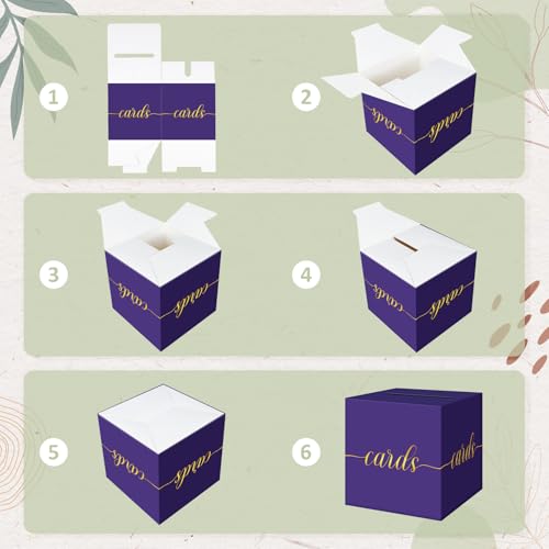 Elegant Purple Graduation Card Box, Gold Foil Gift Card Box for Party - color: Z03 Purple and Gold Foil