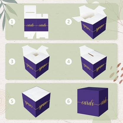 Elegant Purple Graduation Card Box, Gold Foil Gift Card Box for Party - color: Z03 Purple and Gold Foil