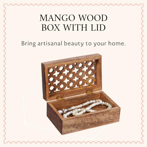 Mela Artisans Trellis Mango Wood Storage Box - Medium Burnt, 7.5 in - color: Medium Burnt, size: Medium