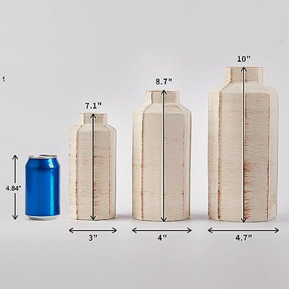 Ceramic Rustic Farmhouse Vase Set of 3,Ice Cracked Glazed Terracotta Vase - color: 18096lms-ec-beige