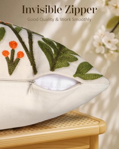 Embroidered Throw Pillow Cover 18x18 Inch, Flower Cluster - color: Flower Cluster, size: 18" x 18" (Pack of 1)