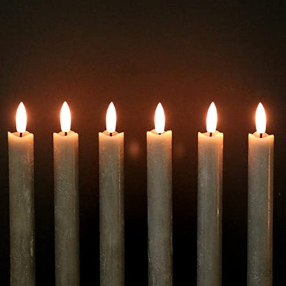 GenSwin Flameless Taper Candles LED Battery Operated Remote Timer Grey - color: 6-Grey