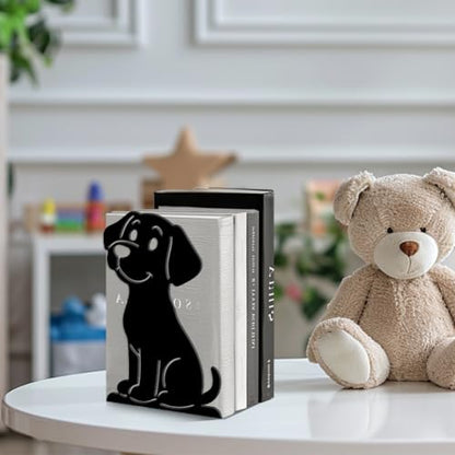 Peacoblue 5.3"x4.3"x7.9" Metal Bookends, Heavy Duty Book Ends for Shelves - style: Cartoon Dog