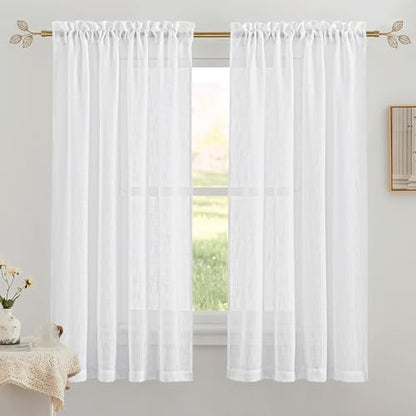 RYB HOME Small Gold Curtain Rod, 1 Inch Heavy Duty Adjustable Leaf Finials - color: Gold, size: 28-48"