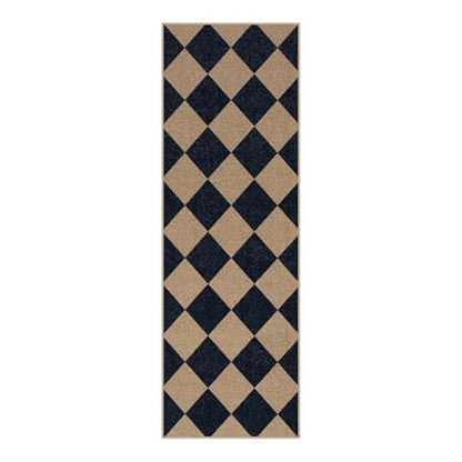 Lahome Checkered Easy Jute Outdoor Runner Rug, 2x6 Kitchen Rugs Washable - color: Nature and Black/Checkerboard -2, size: 2' x 6' (Runner)