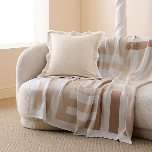 Double Stitch 100% Cotton Scalloped Throw Pillow Covers, Oat Milk - color: Oat Milk, size: 18" x 18" (Pack of 2)