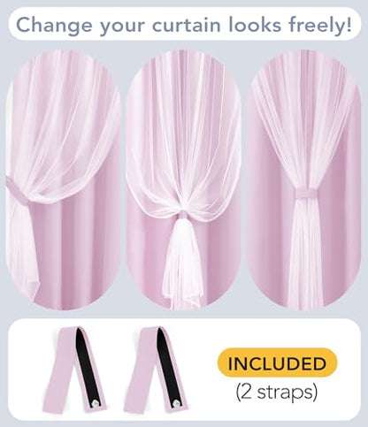 100% Blackout Curtains with Sheer Overlay, Purple, 52 x 63 inch, 2 Panels - color: Purple, size: 52"W x 63"L (Pack of 2)