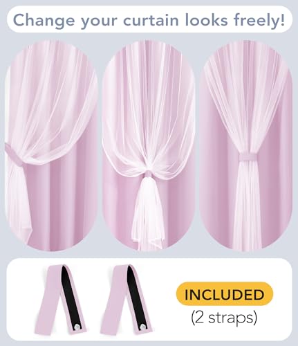 100% Blackout Curtains with Sheer Overlay, Purple, 52 x 84 inch, 2 Panels - color: Purple, size: 52"W x 84"L (Pack of 2)