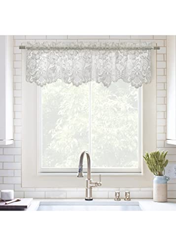 Louis Embroidered Floral Lace Window Curtain Valance 55" x 15" in White - color: White, size: 55"W x 15"L (Pack of 1)