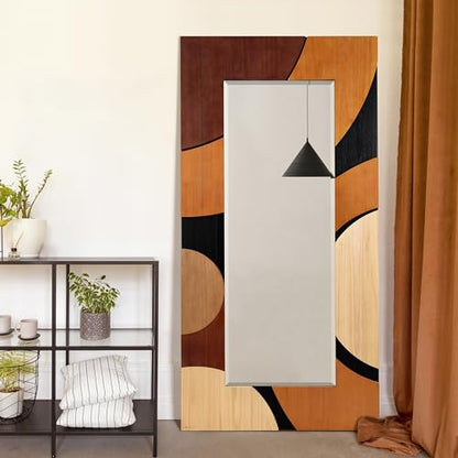Empire Art Direct Curved Elegance Hand Made Solid Paulownia Wood Beveled Leaner Mirror, Ready to Hang, Living Room, Bedroom & Office, 78.8"x39.4"x1.6" - style: Curved Elegance