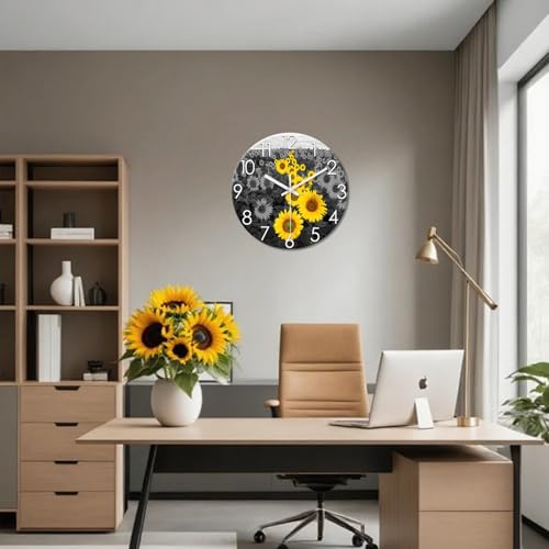 XFM Large Sunflower Wall Clock Battery Operated 20 Inch - color: Yellow1, size: 20 Inch