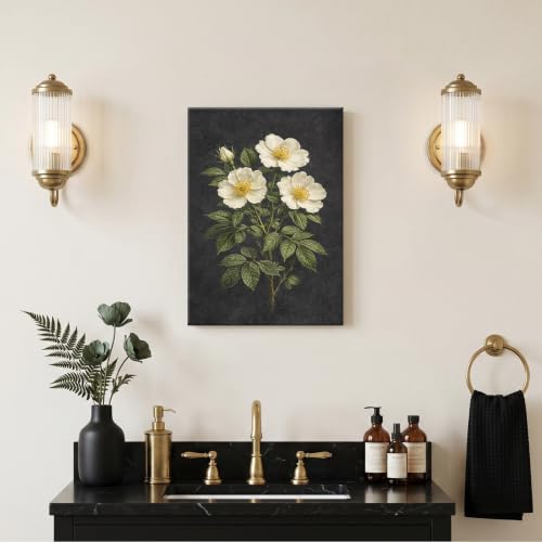 Framed Botanical Wall Art, Moody Rose Canvas Prints, 16x24 Inch - color: Dog Rose