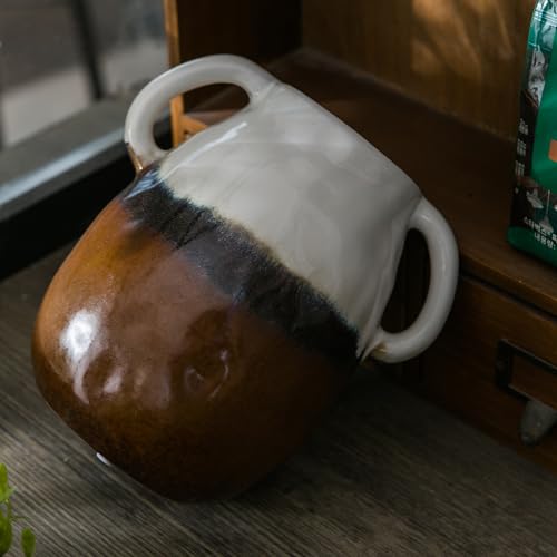 Tanvecle 3-Tone Grad Ceramic Vase with Handles, 7" Modern Farmhouse Decor - color: 3-tone Grad