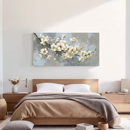 YISXINOAG Beige Flower Floral Wall Art Modern Painting Canvas Print 20"X40" - color: grey beige, size: 40"L x 20"W