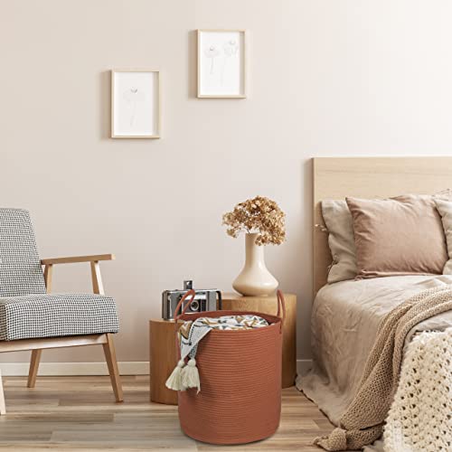 XUANGUO Cotton Rope Laundry Basket Hamper for Clothes Large Rust Red - color: rustic, size: Regular
