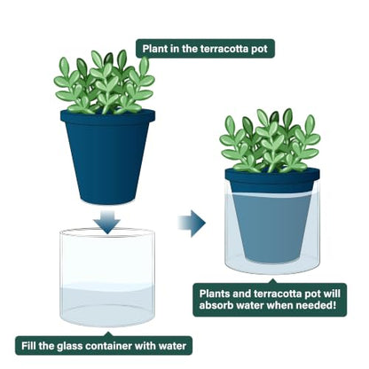 D'vine Dev Self-Watering Blue Terracotta Planter Pot, 4 in, 37-X-A-4 - color: Blue, size: 4 Inch