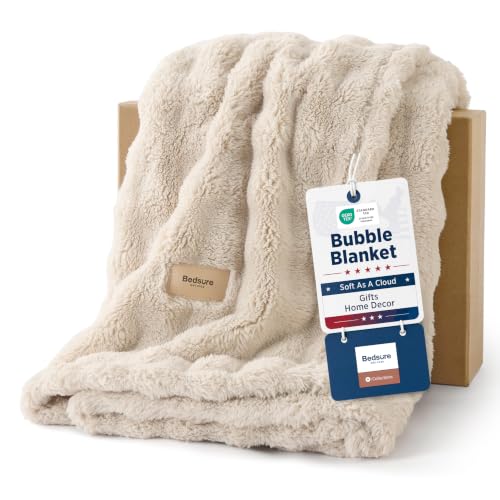 Bedsure Cloud Bubble Blanket, Soft Cozy Throw, Beige, 50"×60" - color: 04 Beige, size: Throw (50" X 60")