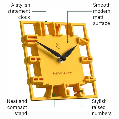 NEWGATE® Highline Desk Clock | Square Skeleton Clock | Yellow - color: Citrus Yellow
