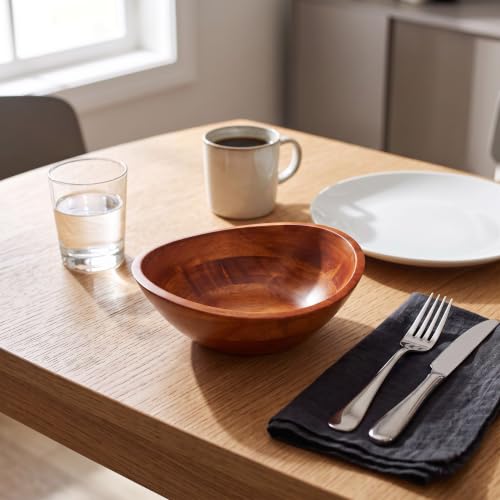 Lipper International Rubberwood Wavy Rim Bowl with Cherry Finish for Fruits, Salads, or Popcorn, Small, 7.5" x 7.25" x 3", 30.43 Fl. Oz., Single Bowl - size: Small