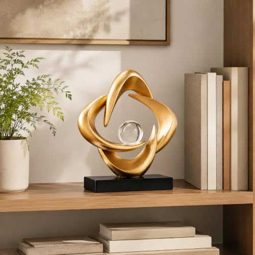 Abstract Art Sculptures Living Room Office Book Shelf Decor - color: Gold