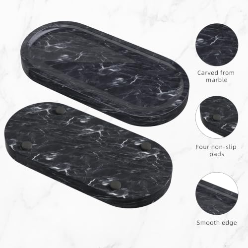 Polishing Bathroom Tray with Anti Slip Foot Pad,9.8x4.7x0.7in,Grey - color: Gray