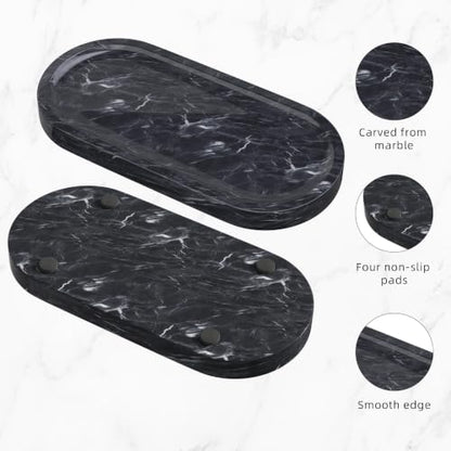 Polishing Bathroom Tray with Anti Slip Foot Pad,9.8x4.7x0.7in,Grey - color: Gray