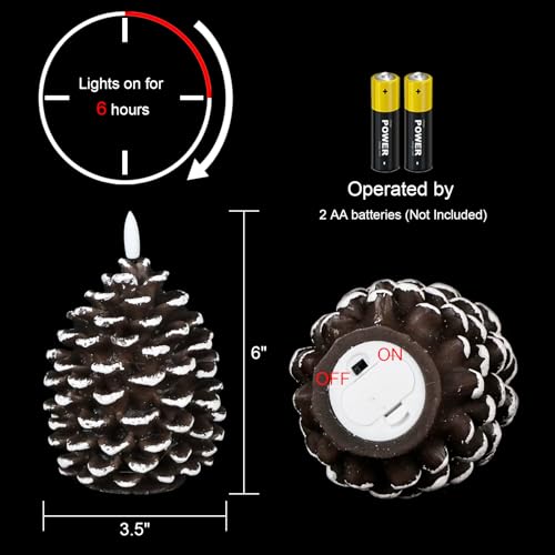 Wondise Pine Cone Flameless Candles with 6H Timer - color: 6-Brown