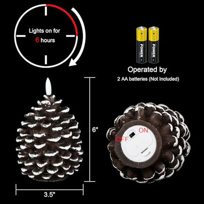 Wondise Pine Cone Flameless Candles with 6H Timer - color: 6-Brown