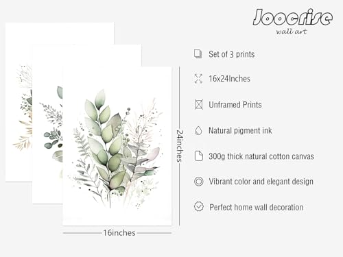 Watercolor Botanical Wall Art Set of 3 Boho Floral Canvas Wall Decor Prints Sage Green Wildflower Wall Art Modern Flower Pictures Botanical Painting for Bedroom Bathroom 16x24 Inch Unframed - color: Watercolor Botanical Prints, size: 16x24 Inch Unframed