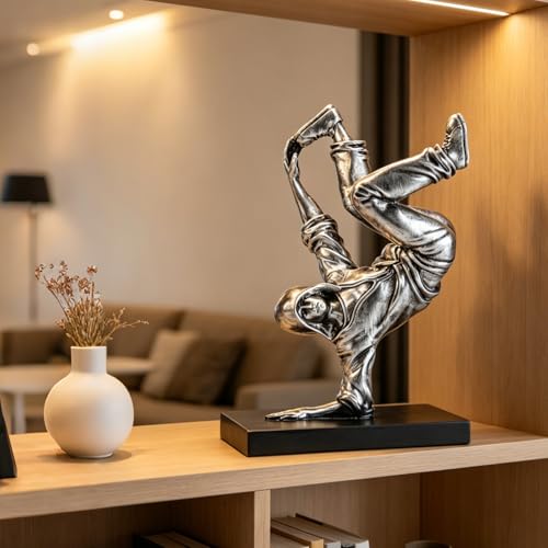 Resin Street Dance Figurine Silver Dancing Man